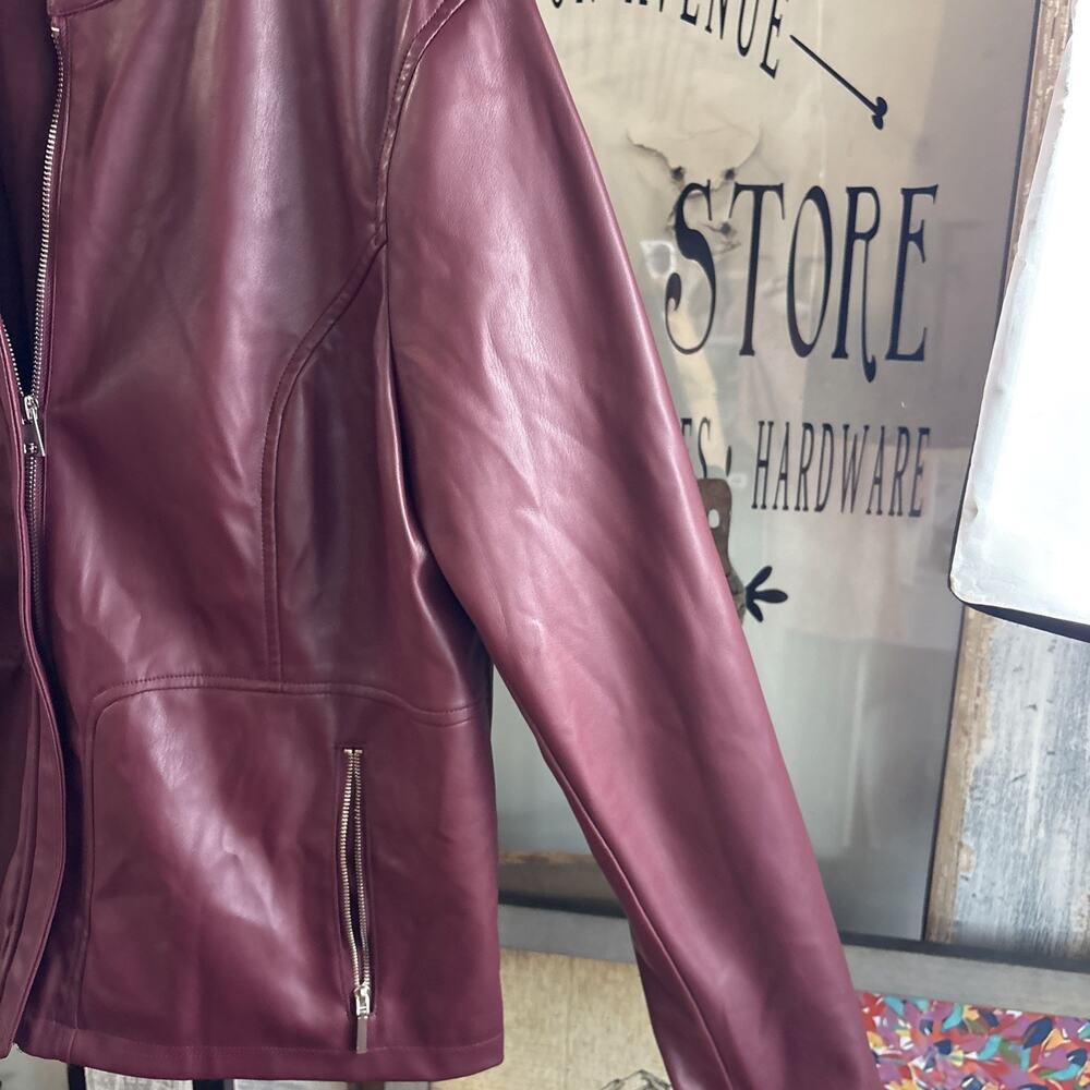 Maroon Philosophy Vegan Leather Jacket Size XL - Picture 9 of 14
